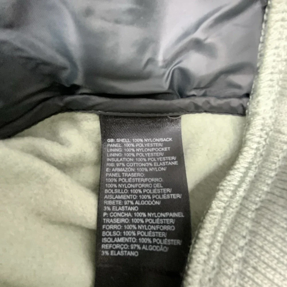 The North Face ThermoBall Hybrid Hooded Vest Mens Small Gray Quilted Full Zip